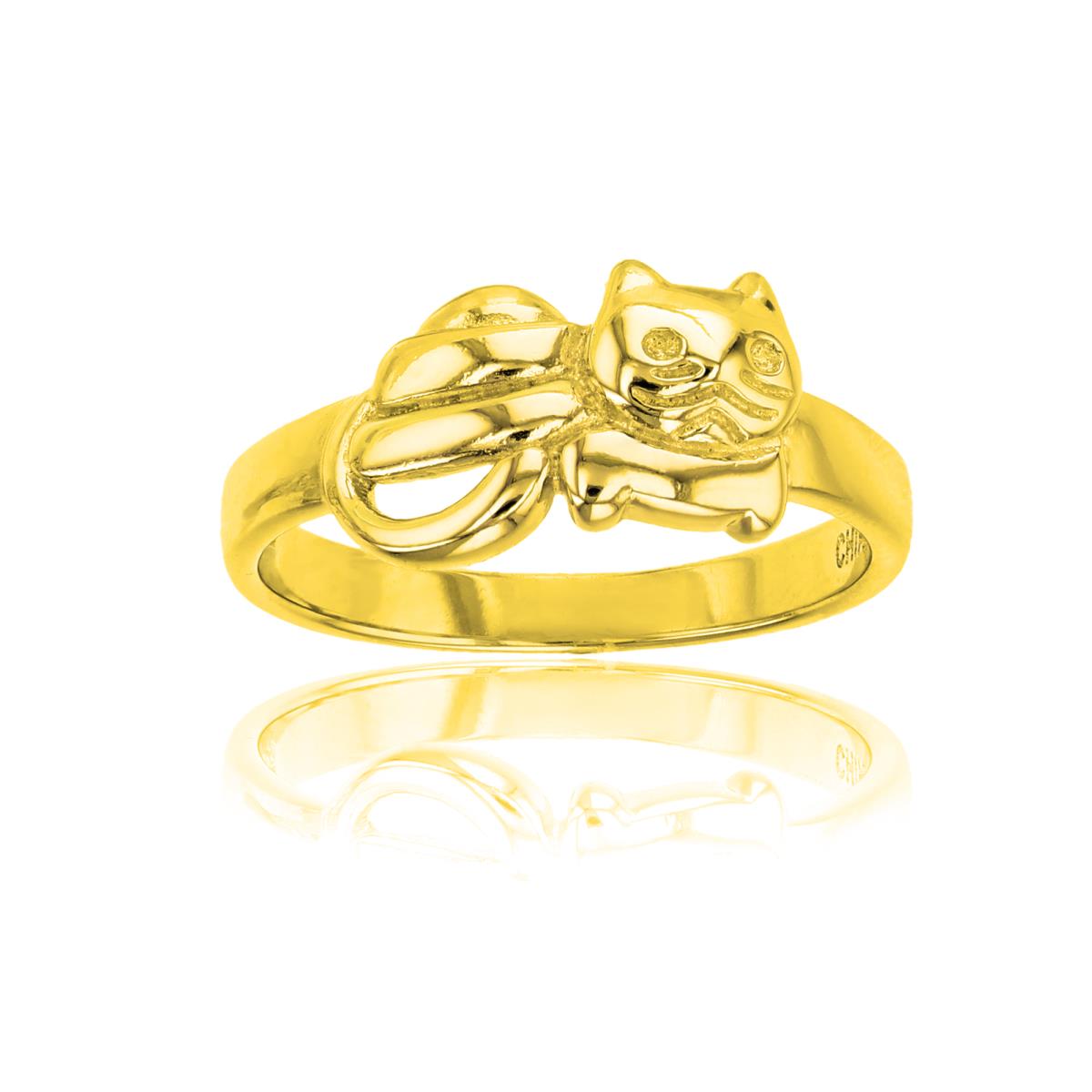 Sterling Silver Yellow 1M High Polished Cat Ring