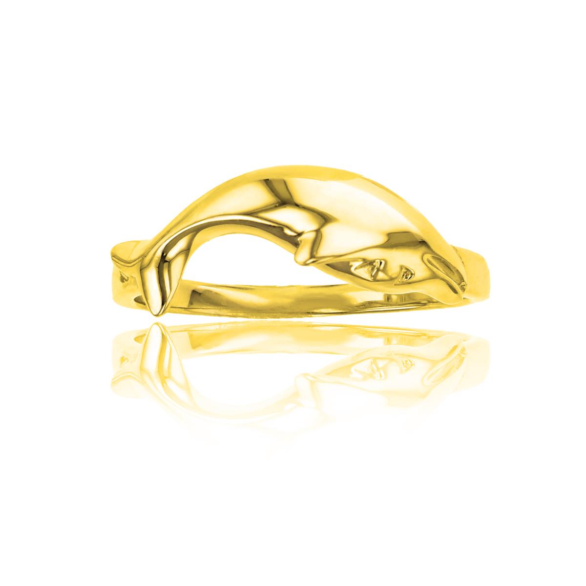 Sterling Silver Yellow 1M High Polished Dolphin Ring