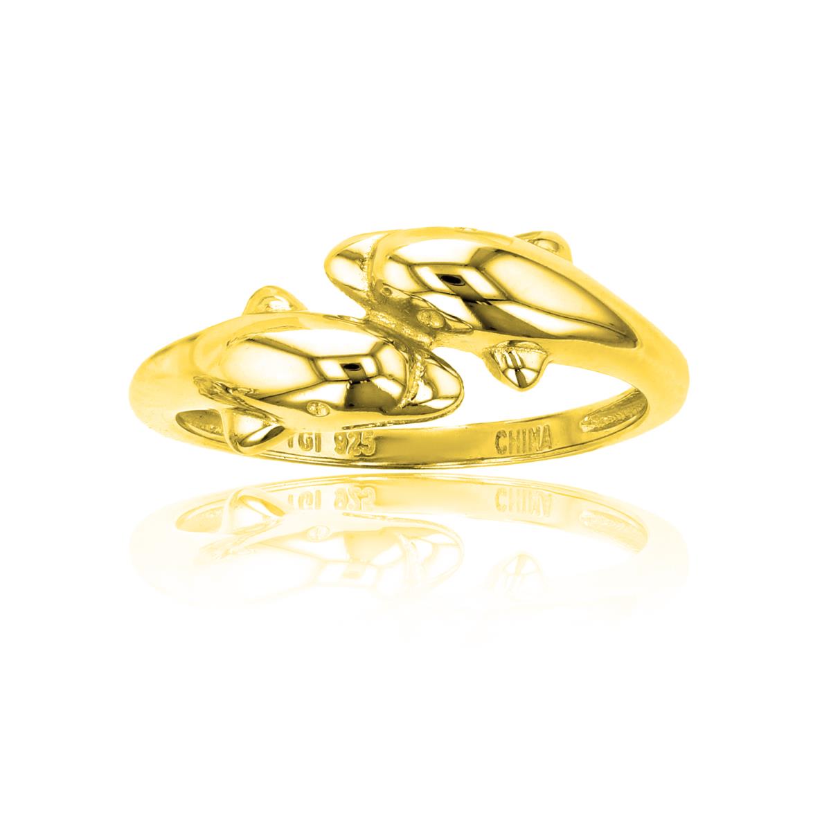 Sterling Silver Yellow 1M Mirrored Dolphin Ring