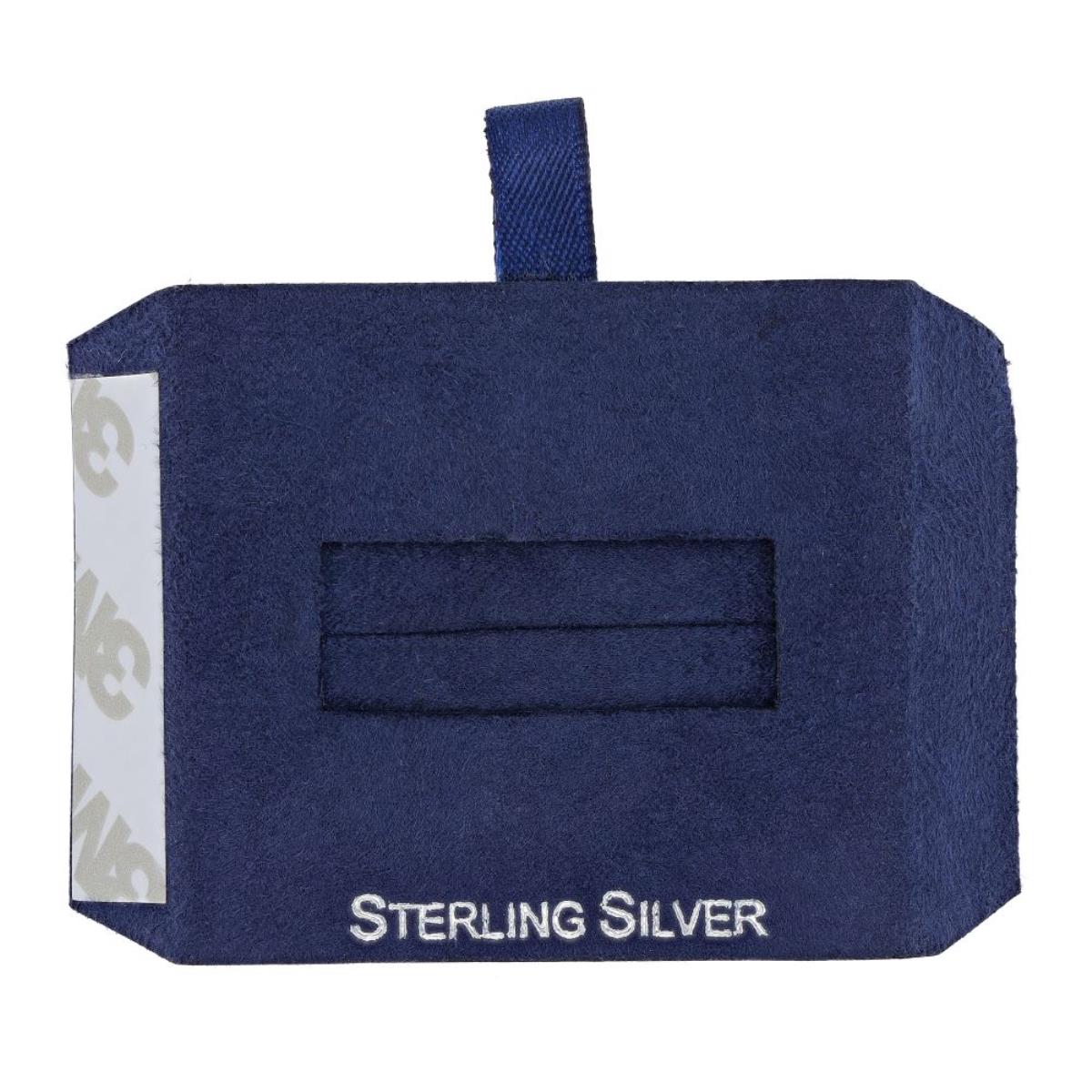 Navy Sterling Silver, Silver Foil Ring Insert (Box B01-183/NAVY/M)