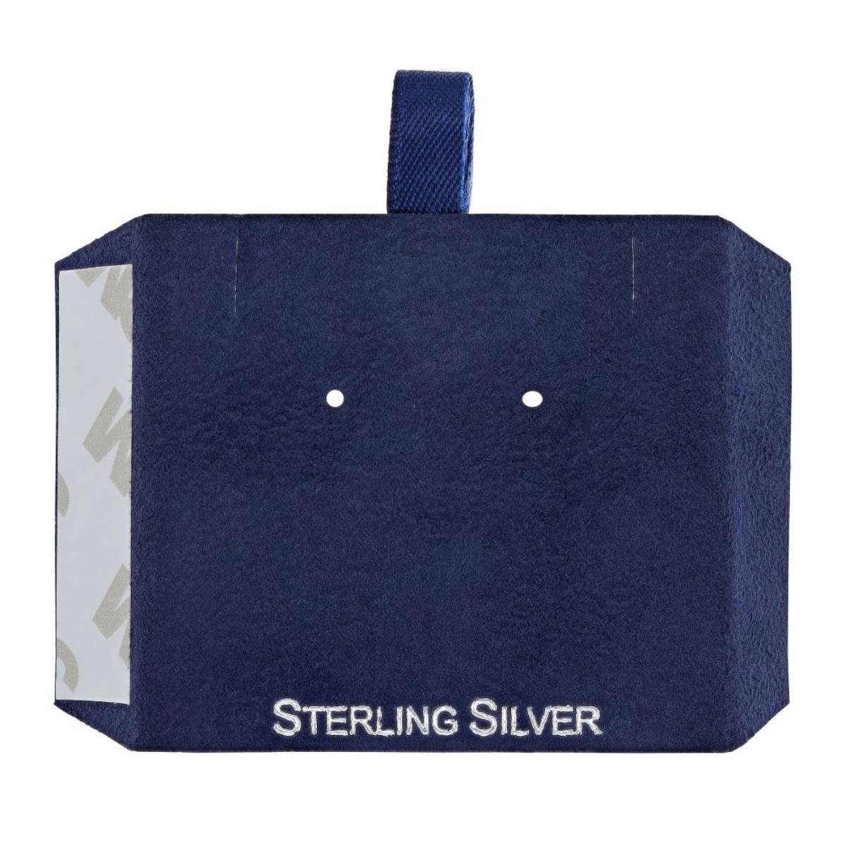Navy Sterling Silver Silver Foil 1 Stud or Stud & Necklace Insert (Box B01-183/NAVY/M)