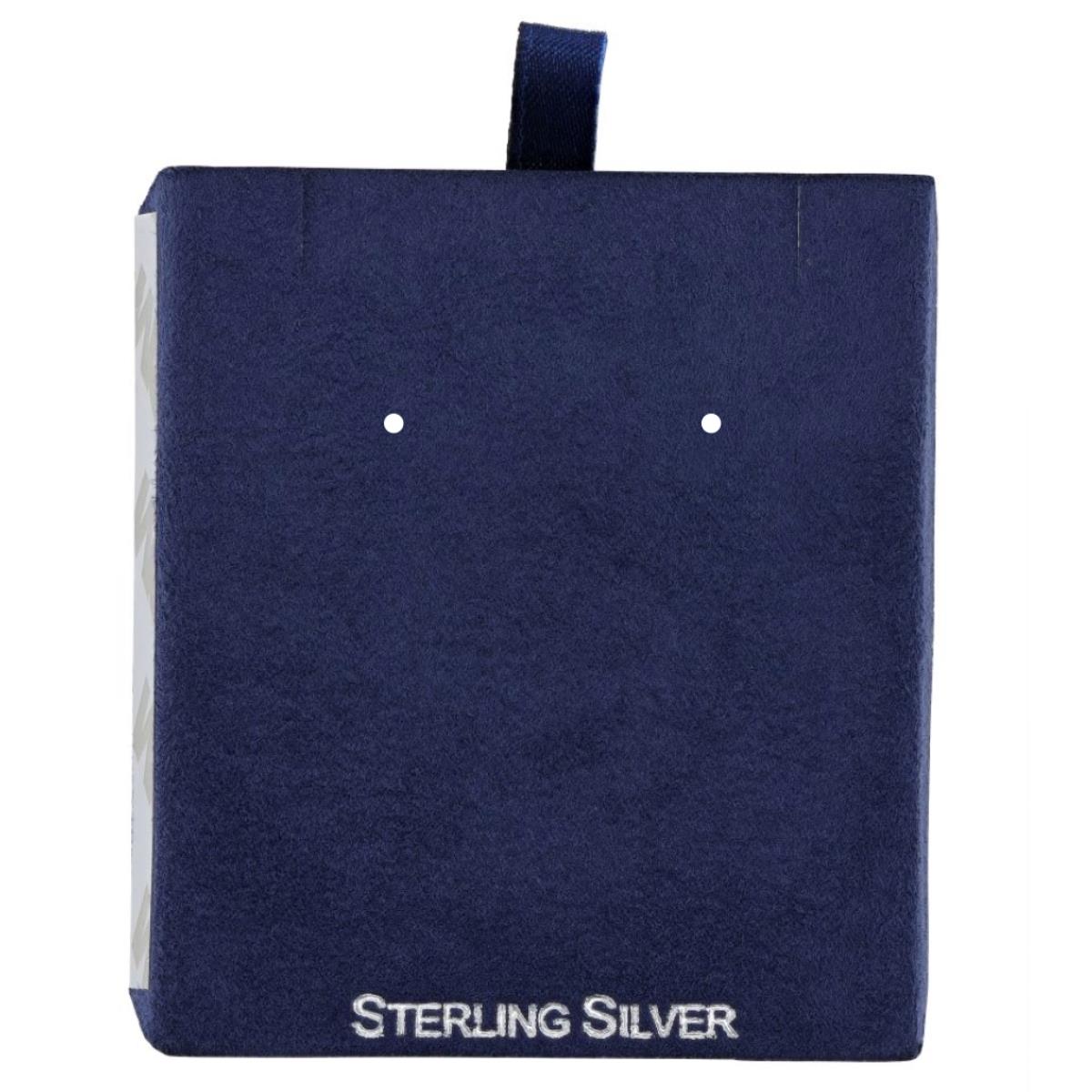 Navy Sterling Silver Silver Foil 1 Stud or Stud & Necklace Insert (Box B01-183/NAVY/L)