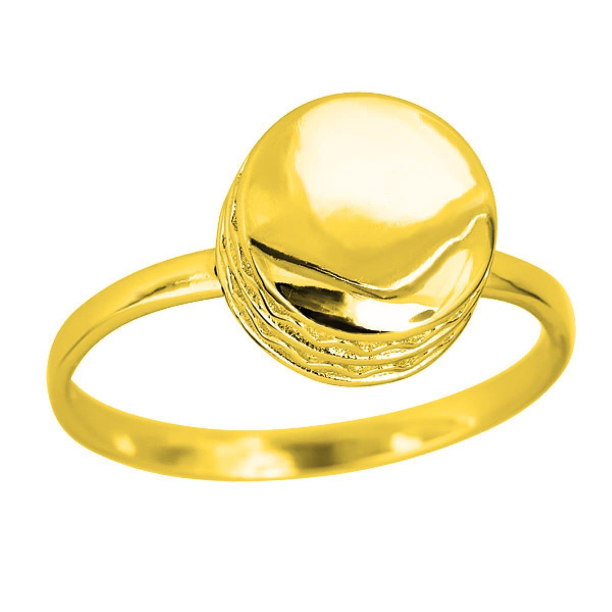 Sterling Silver Yellow 1M Round Platfrom Engravable Ring