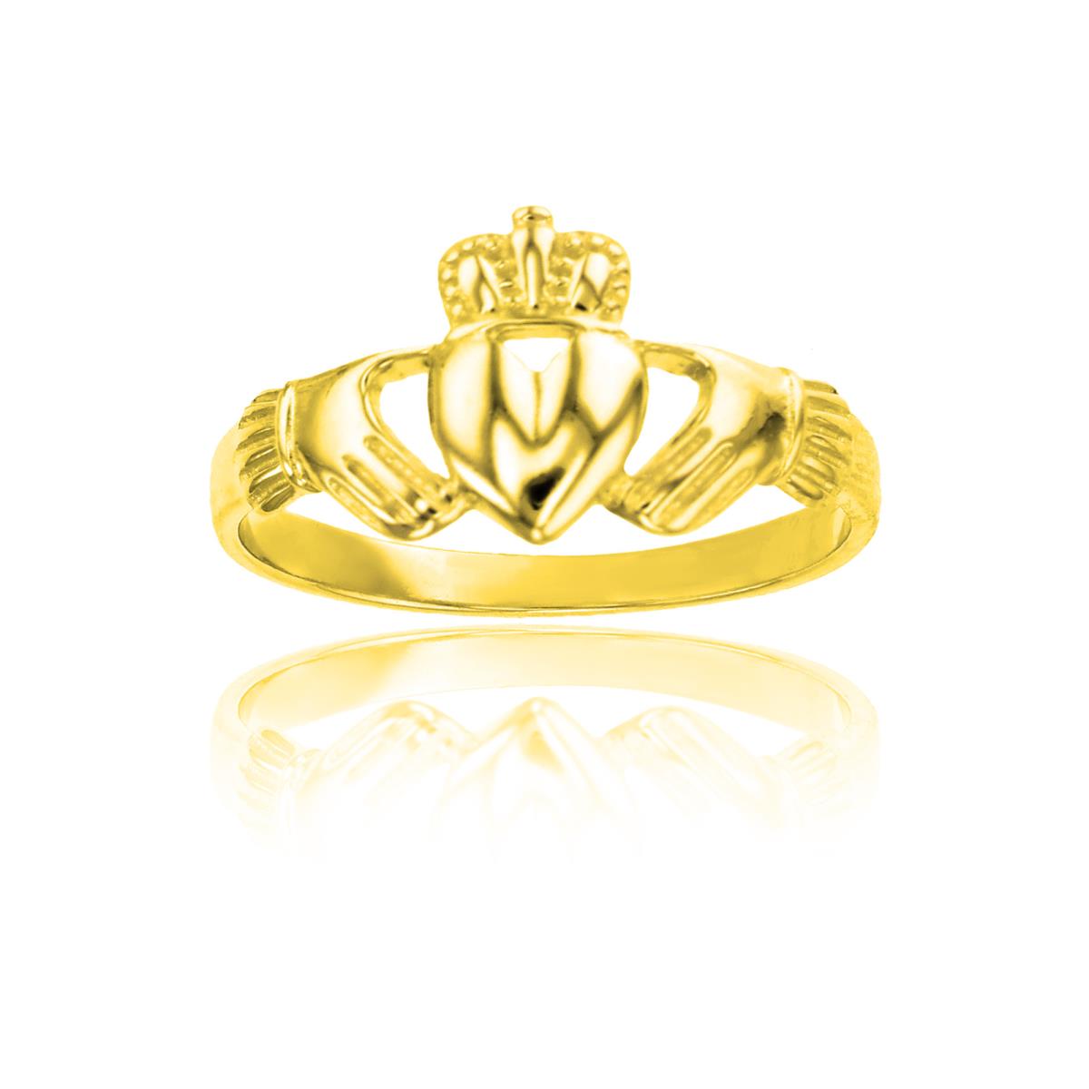 Sterling Silver Yellow 1M 10mm Claddagh Ring