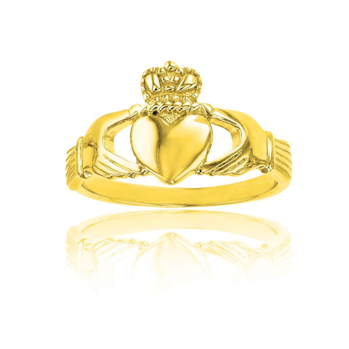 Sterling Silver Yellow 1M 12mm Claddagh Ring
