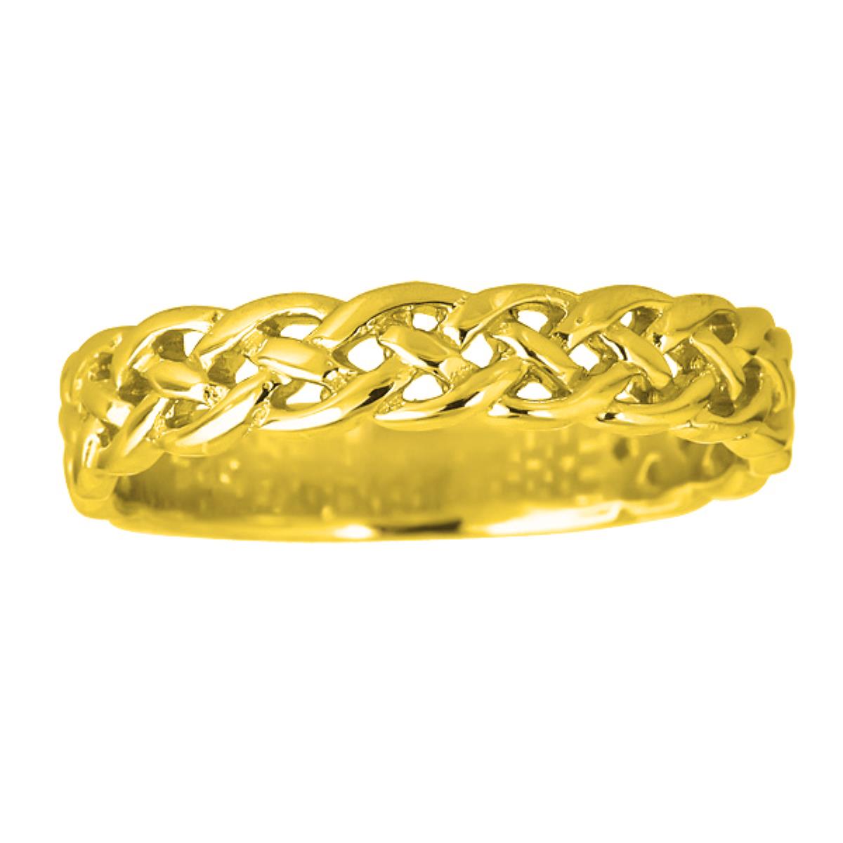Sterling Silver Yellow 1M High Polished 4mm Celtic Ring