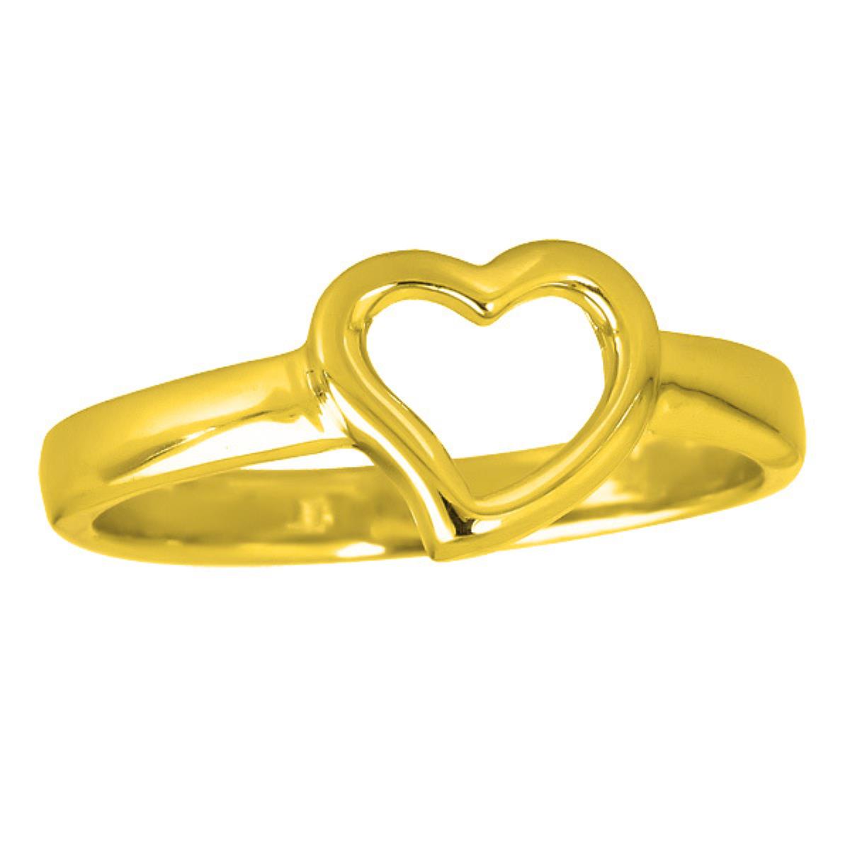 Sterling Silver Yellow 1M Polished 6mm Open Heart Fashion Ring