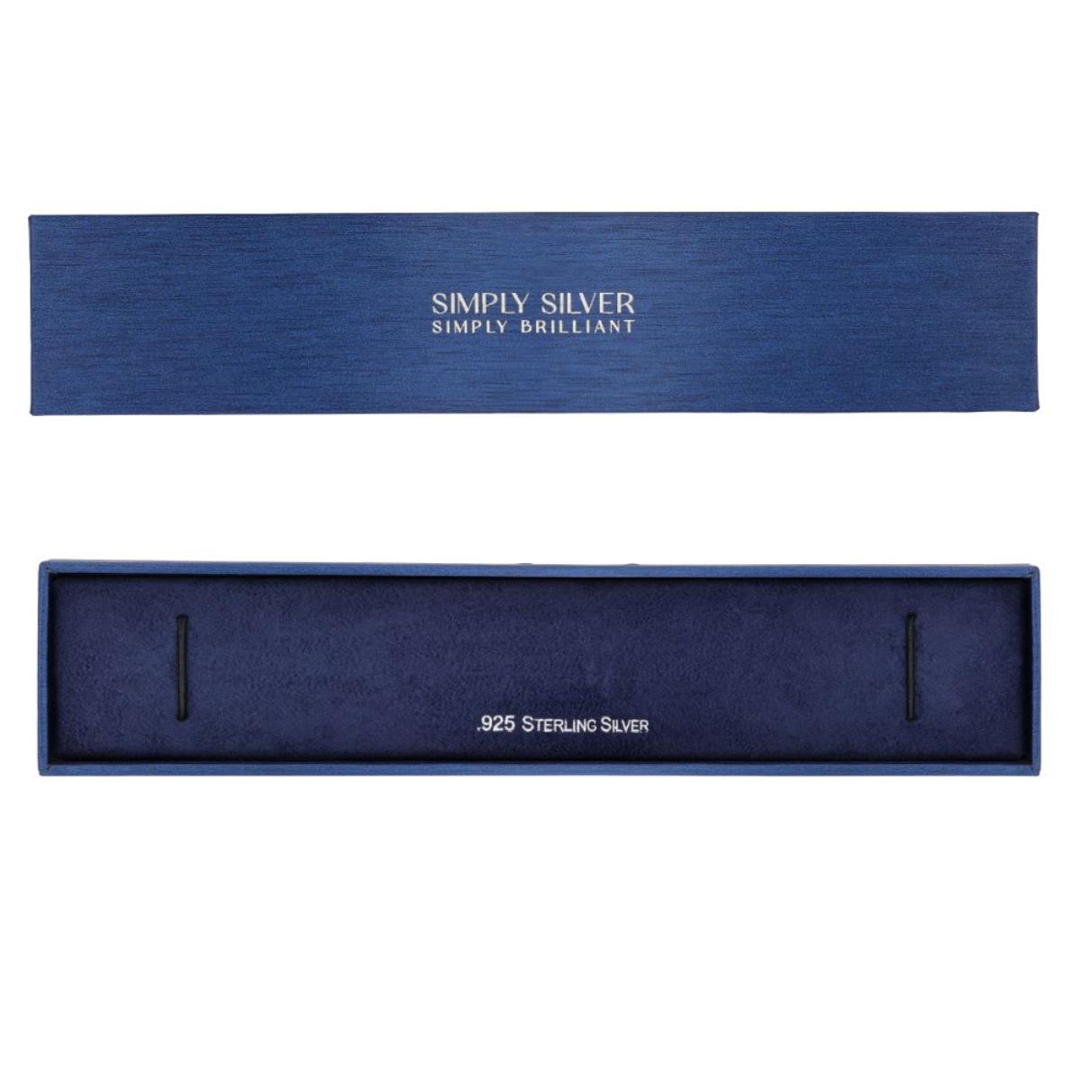 Simply Silver Simply Brilliant 210x45x35mm Navy Silver Foil Bracelet Box