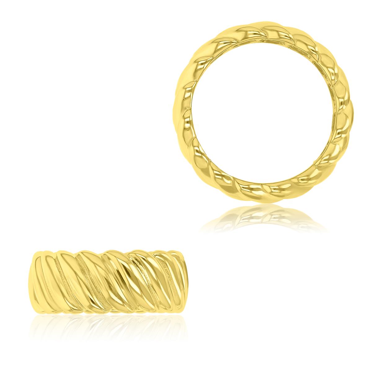 Brass Yellow 8.7mm Ribbed Eternity Ring