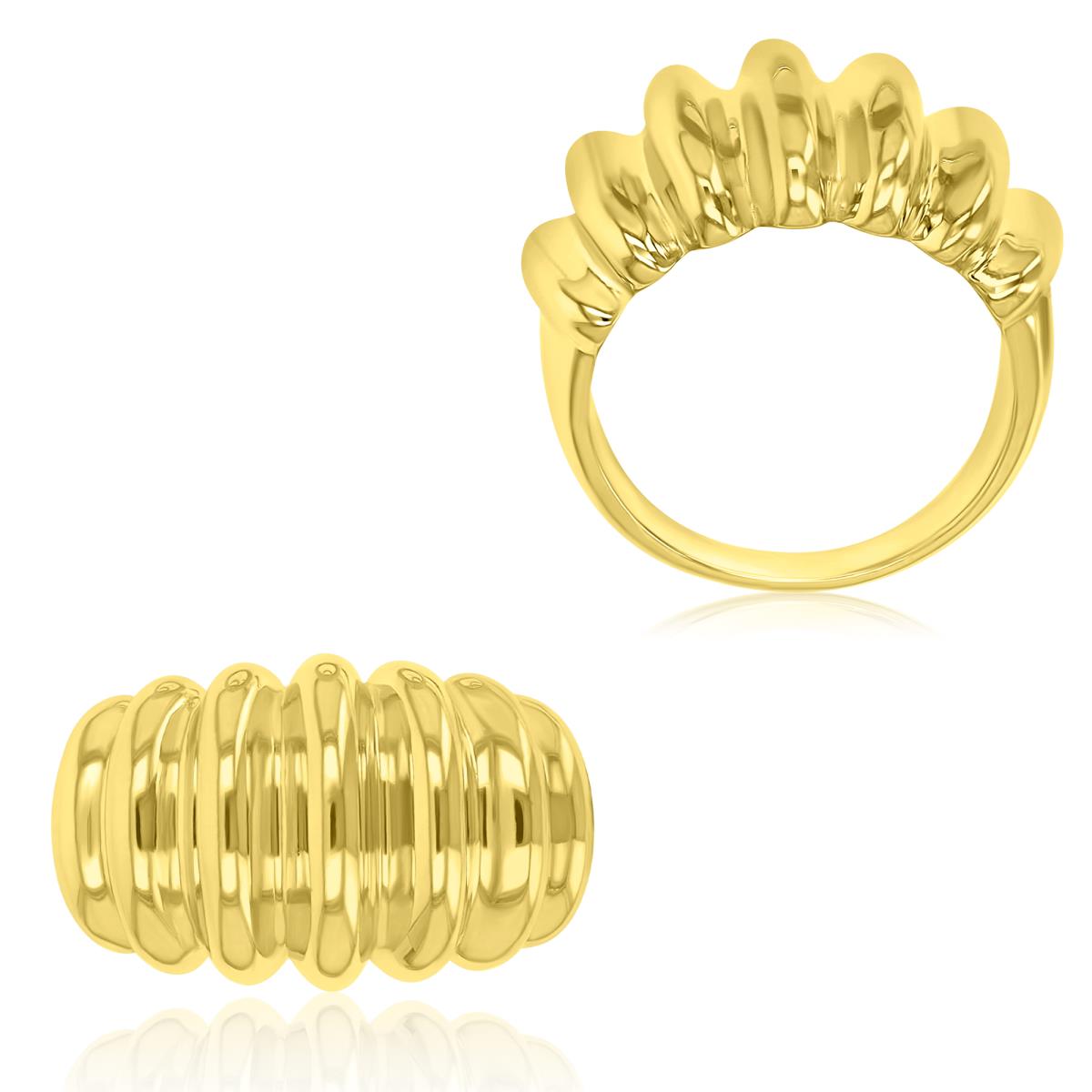 Brass Yellow 14mm Ribbed Fashion Ring
