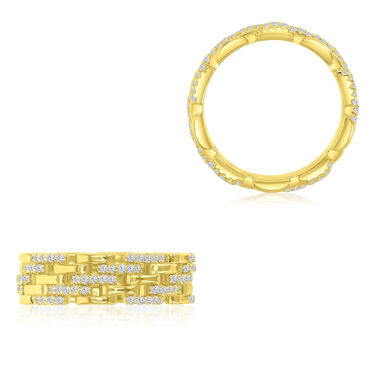 Brass Yellow 6.2mm White CZ  Eternity Chain Ring