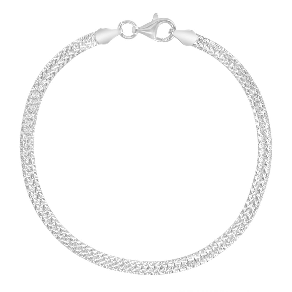 Sterling Silver Anti-Tarnish 3.5MM Diamond Cut 040 Herringbone 7" Bracelet