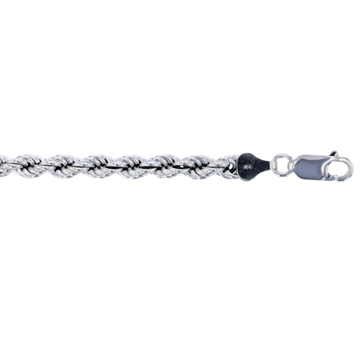 Sterling Silver Rhodium 5.00mm 20" Diamond Cut Rope Rhodium Plated Chain