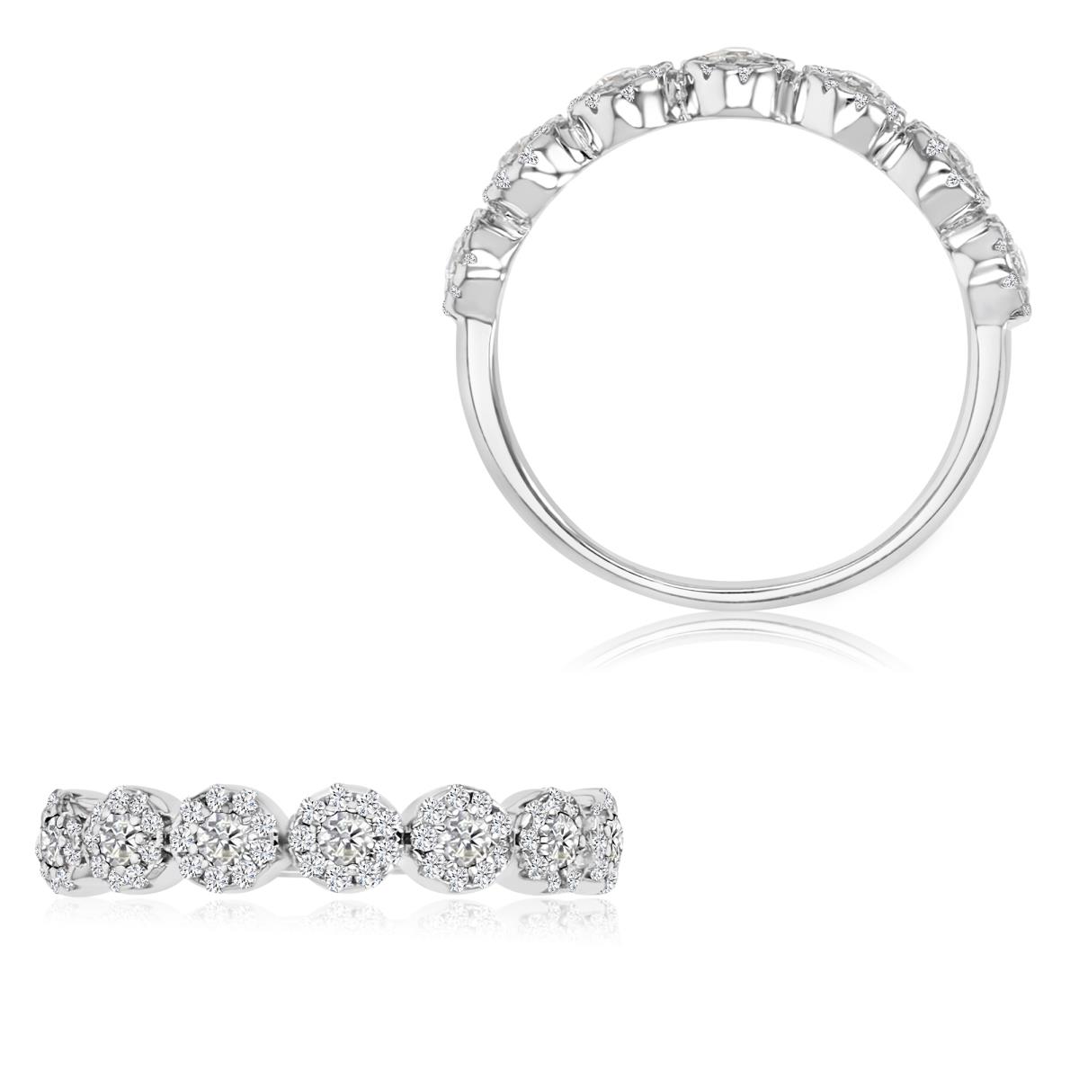 Sterling Silver Platinum Plated 4MM Polished White CZ Half Eternity Ring