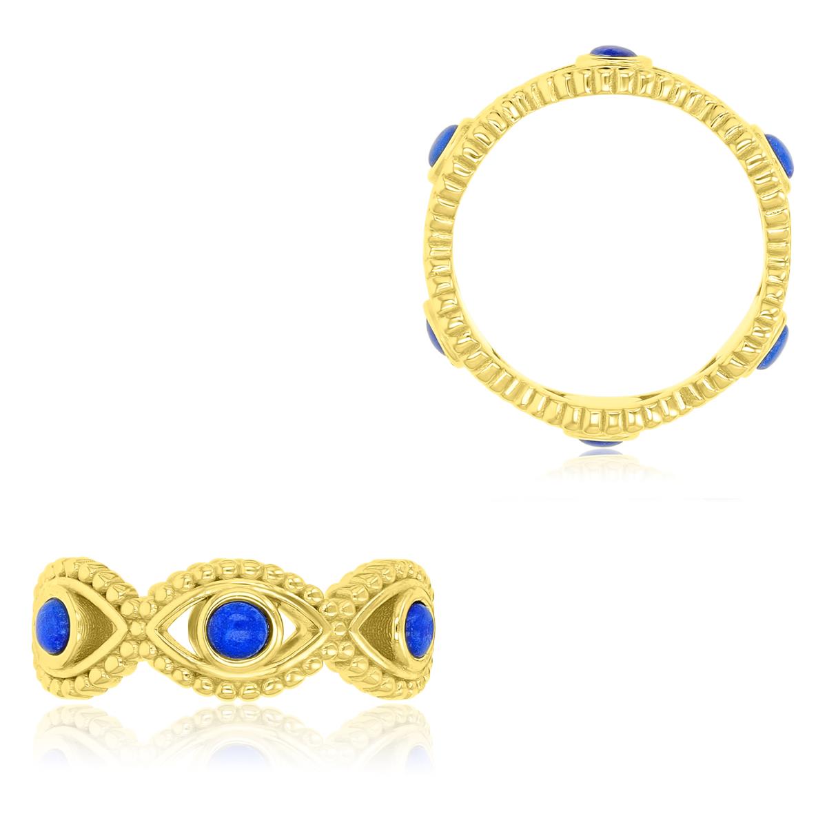 Sterling Silver Yellow Lapis Evil Eye 7mm Band Ring