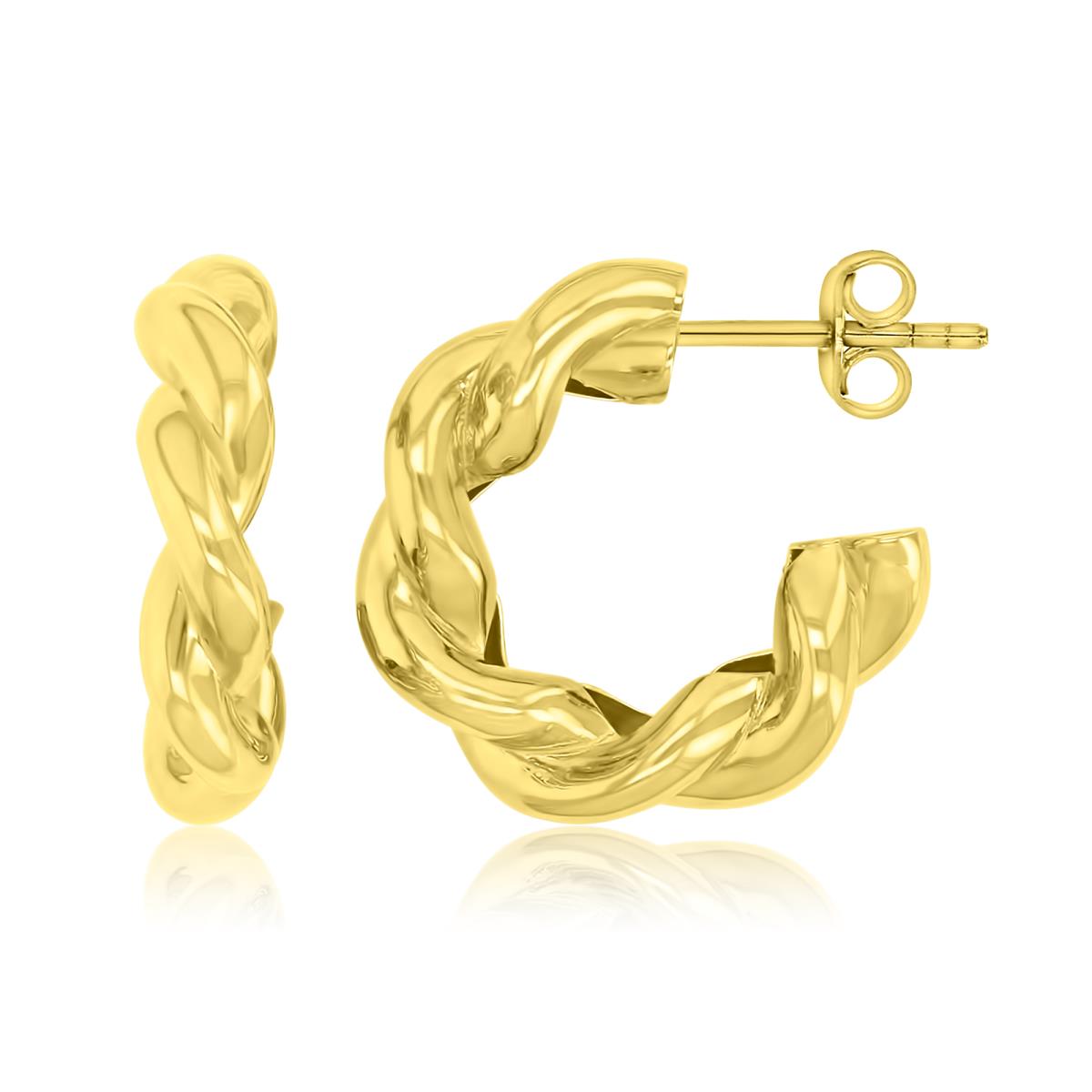 14K Yellow Gold 4.6X18.8mm Twisted Rope J Hoop Earrings