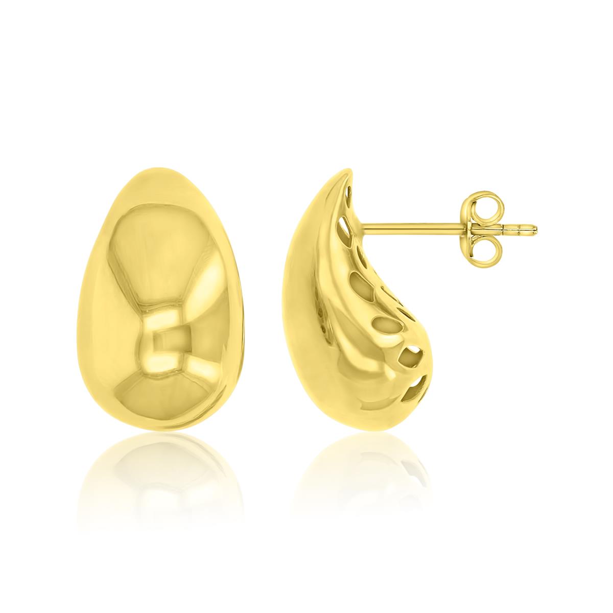 14K Yellow Gold 10.5x17.3mm Teardrop Stud Earrings