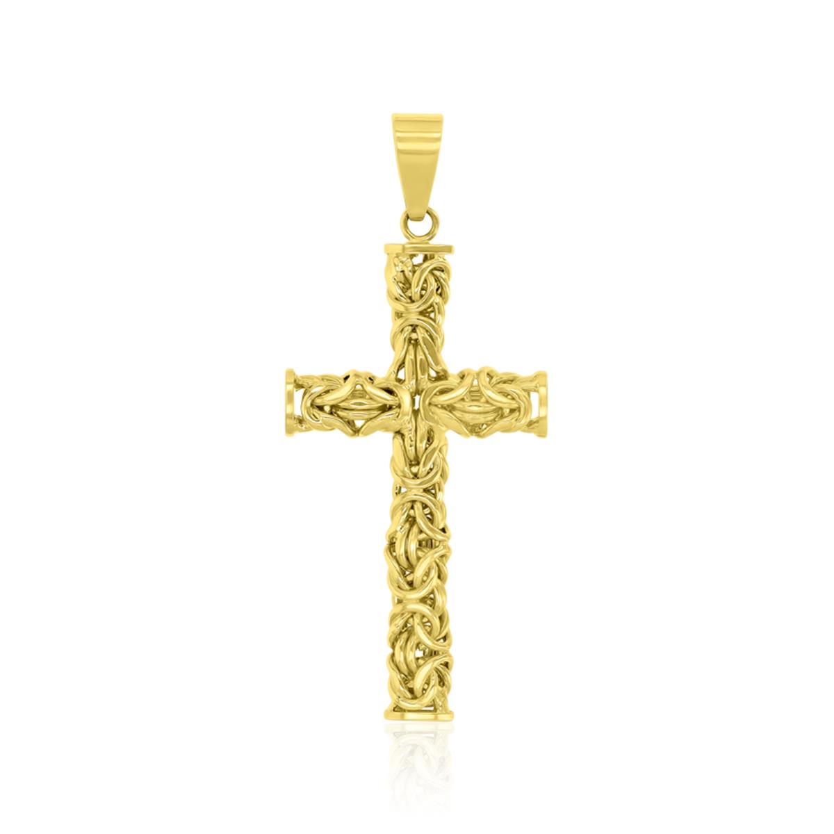 14K Yellow Gold 24.5x56.5mm Byzantine Cross Pendant