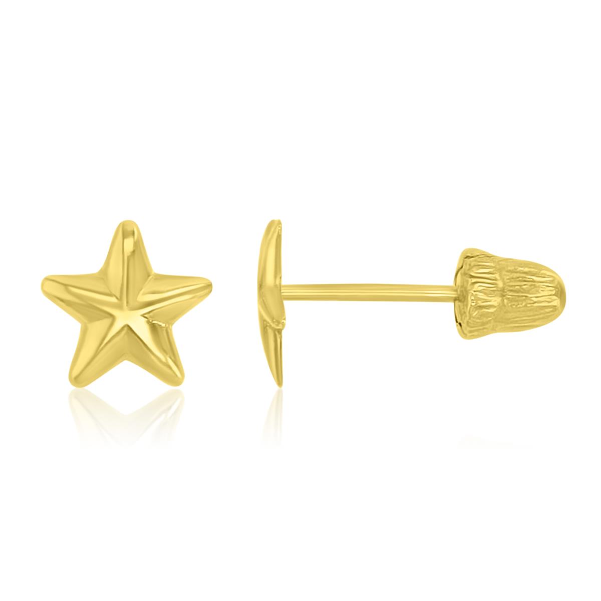 14K Yellow Gold 5.5mm Star Screw Back Stud Earrings