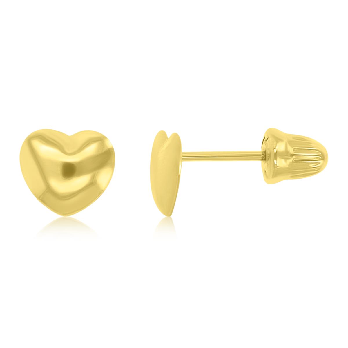 14K Yellow Gold 5.3x5.5mm Heart Stud Screw Back Earrings