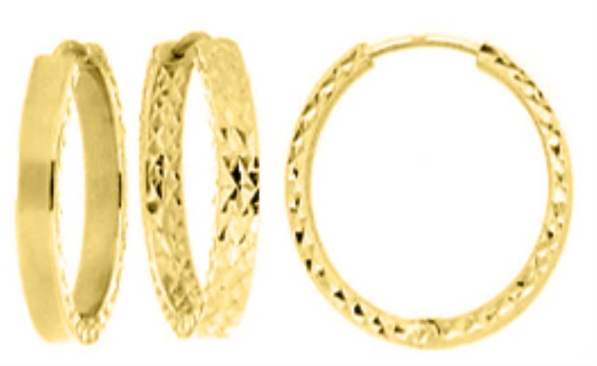 14K Yellow Gold 4x20mm DC Hoop Earrings