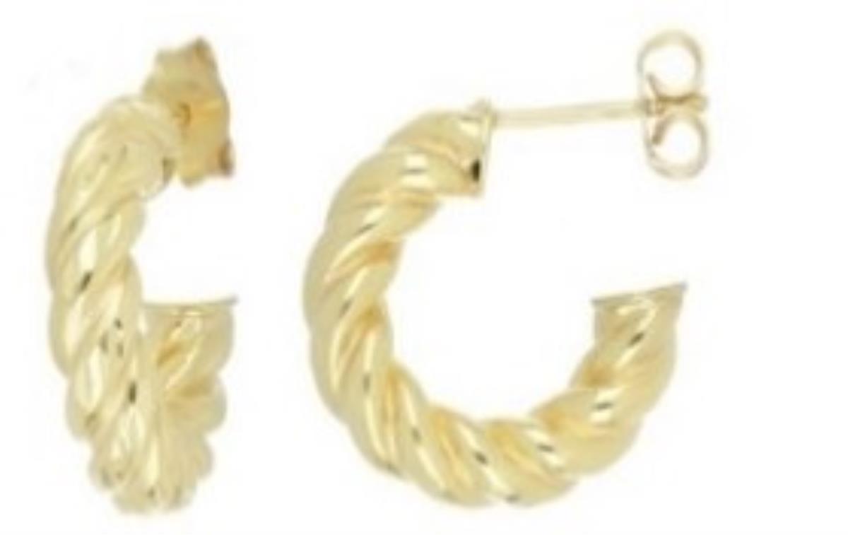 14K Yellow Gold 4.8X10mm J Huggie Earrings