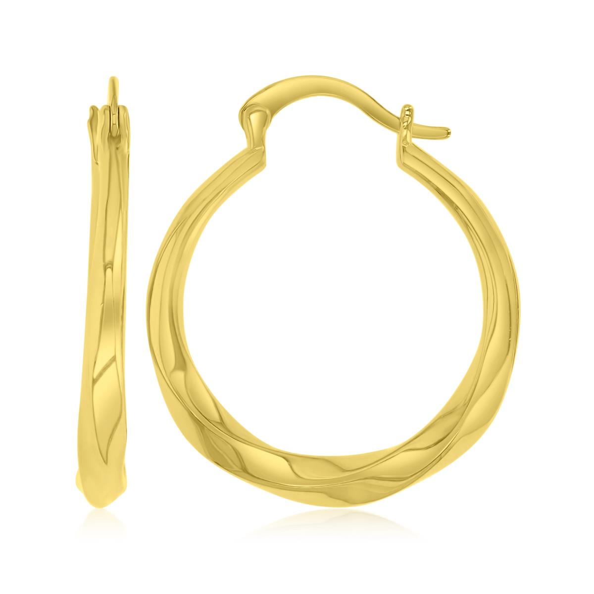 Brass Yellow 3x25mm Polished Curved Hoop Earrings