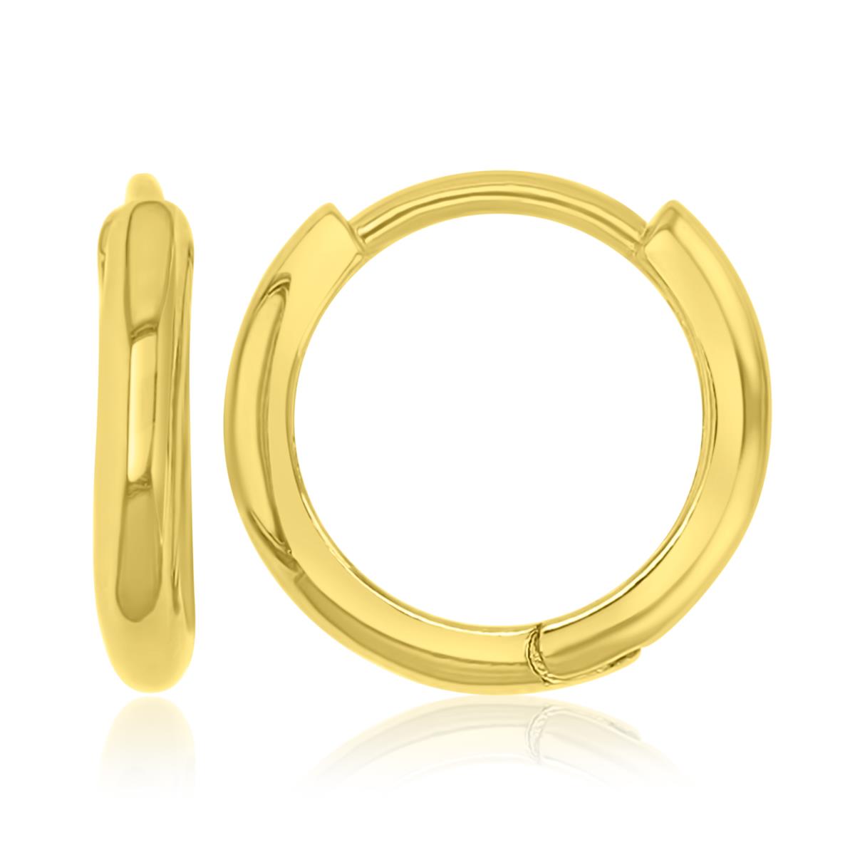 Brass Yellow 2x13mm Polished Huggie Earrings