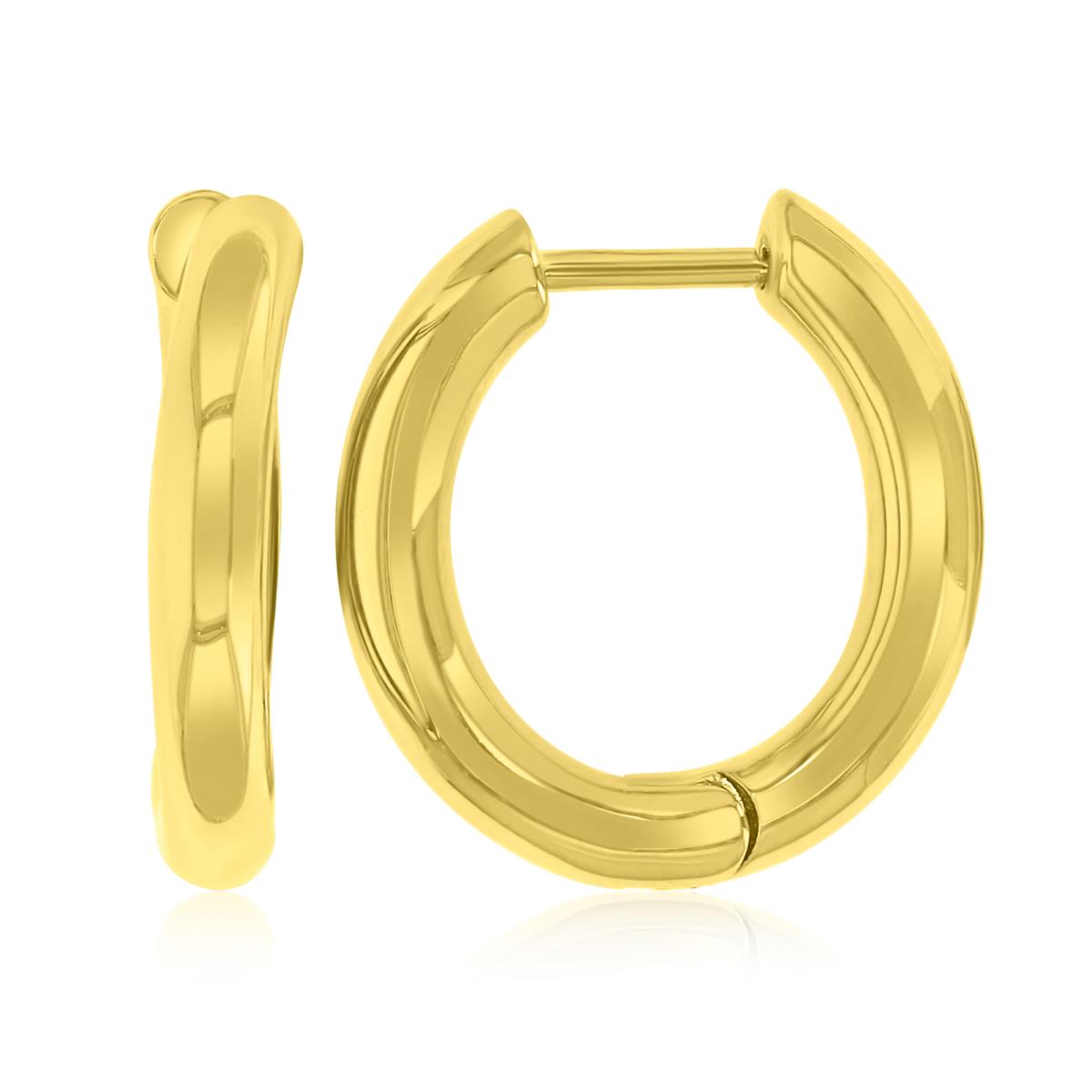 Brass Yellow 3x20mm Polished Huggie Earrings