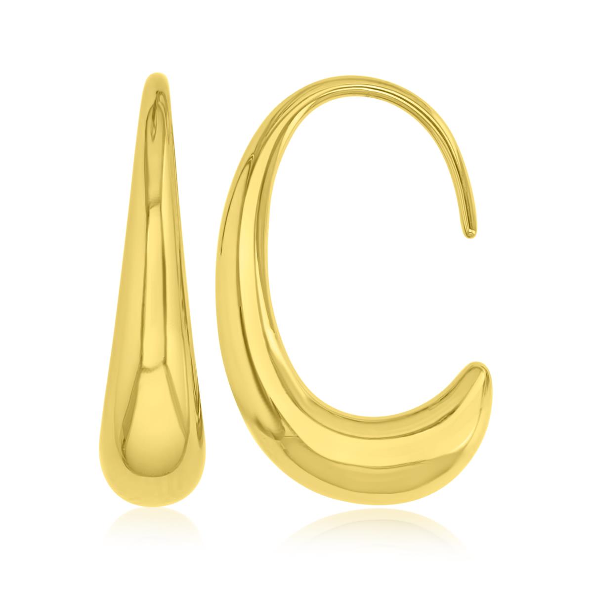 Brass Yellow 6x24mm Polished Oval Hoop Earrings