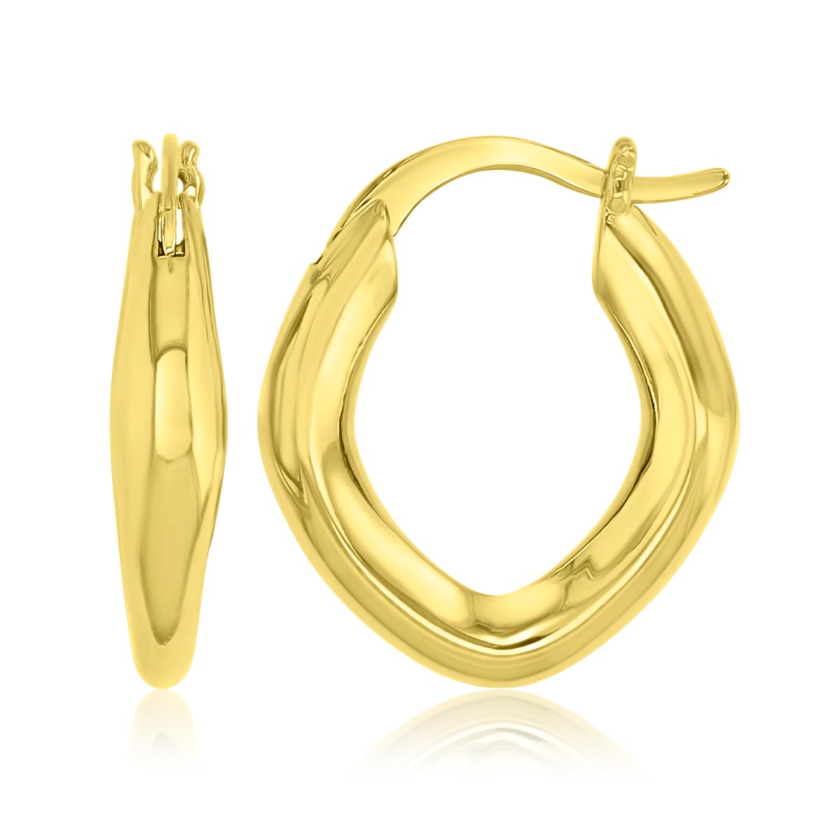 Brass Yellow 2x42mm Polished Double-Layer  Oval Hoop Earrings