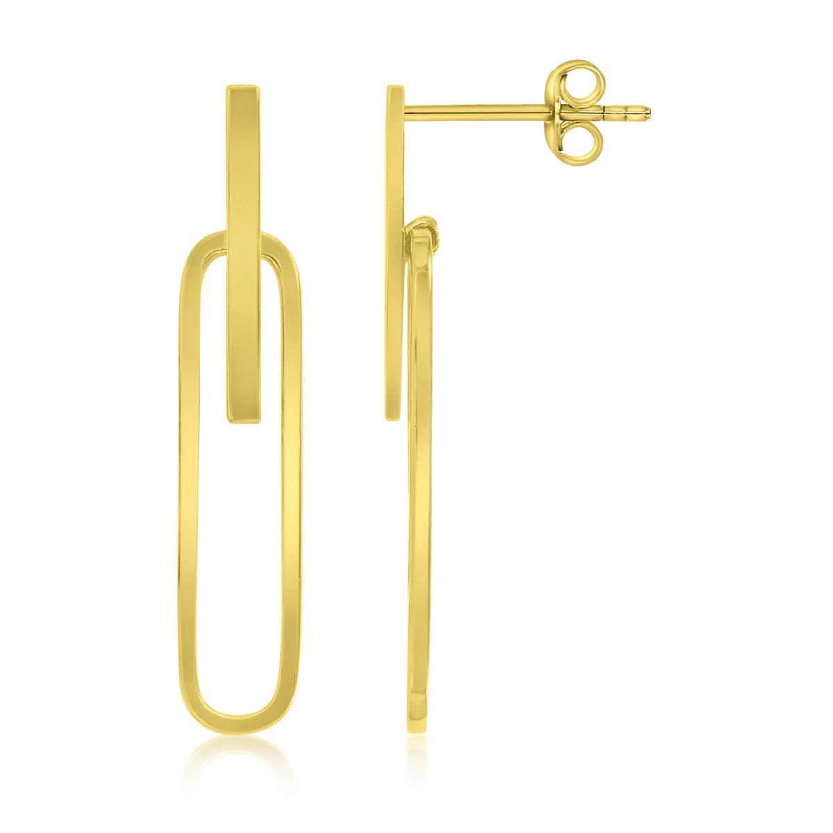 Brass Yellow 6x32mm Polished Geometric Rectangle Dangling Earrings