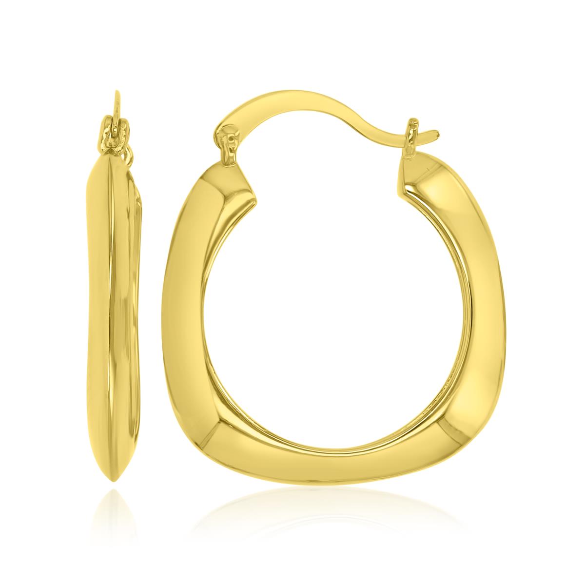 Brass Yellow 4x27mm Polished Hoop Earrings