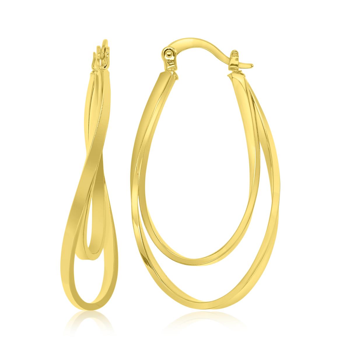 Brass Yellow 4x19mm Polished Rhombic Huggie Earrings