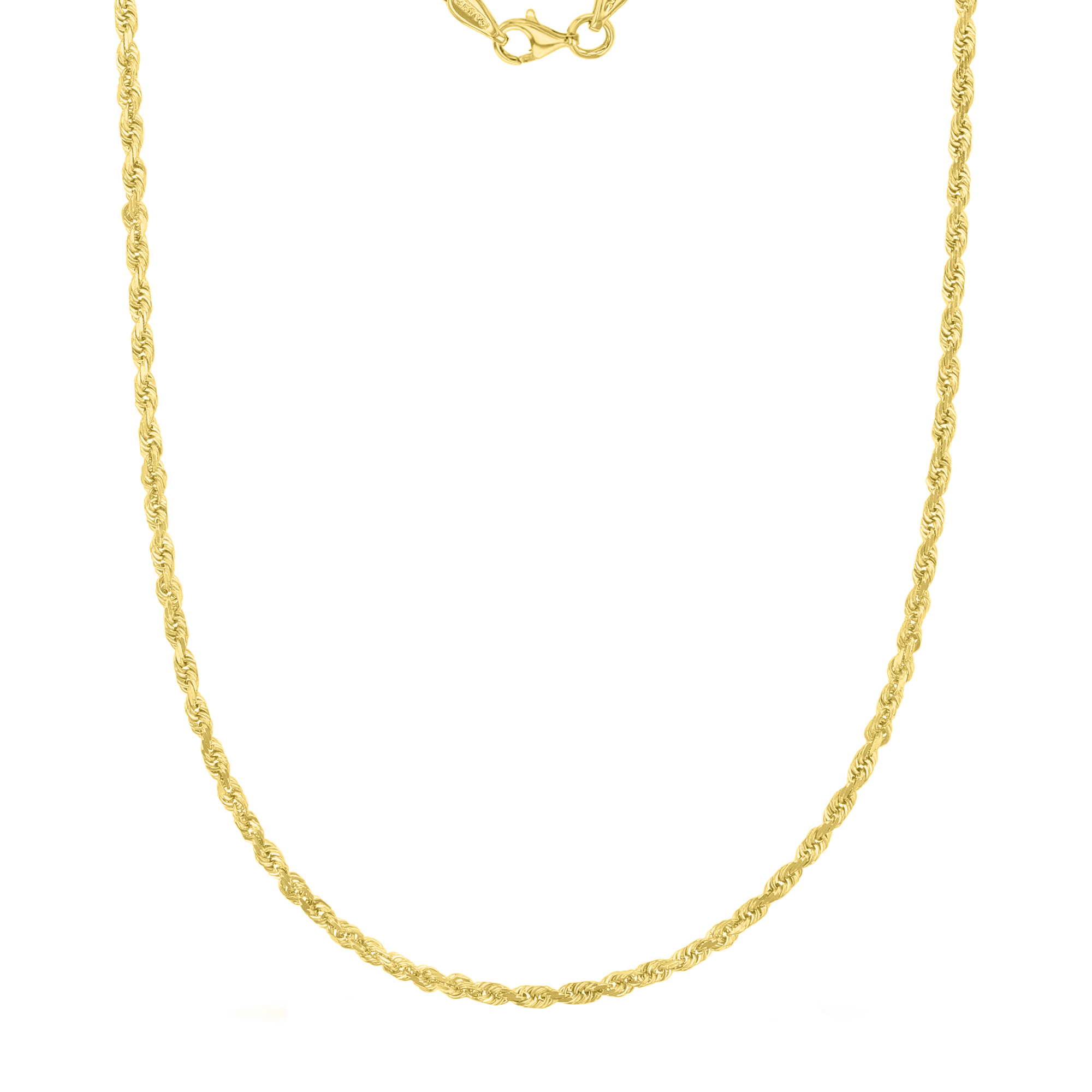 14K Yellow Gold 2mm Solid 016 Rope 18" Chain