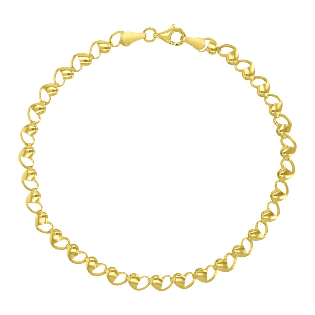 14K Yellow Gold 7.50" Heart Link Bracelet