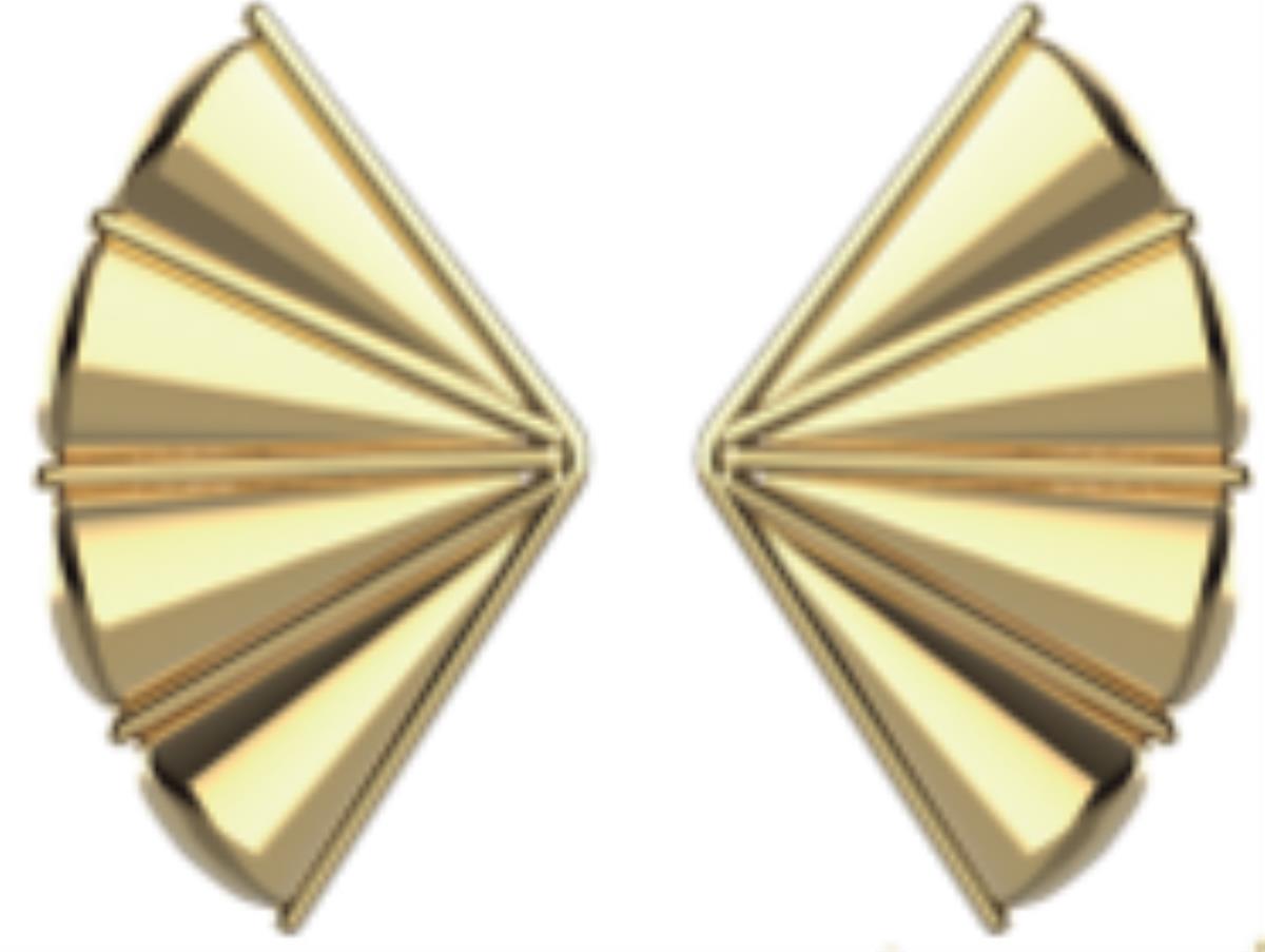 14K Yellow Gold High Polish Kissing Triangle Stud Earrings