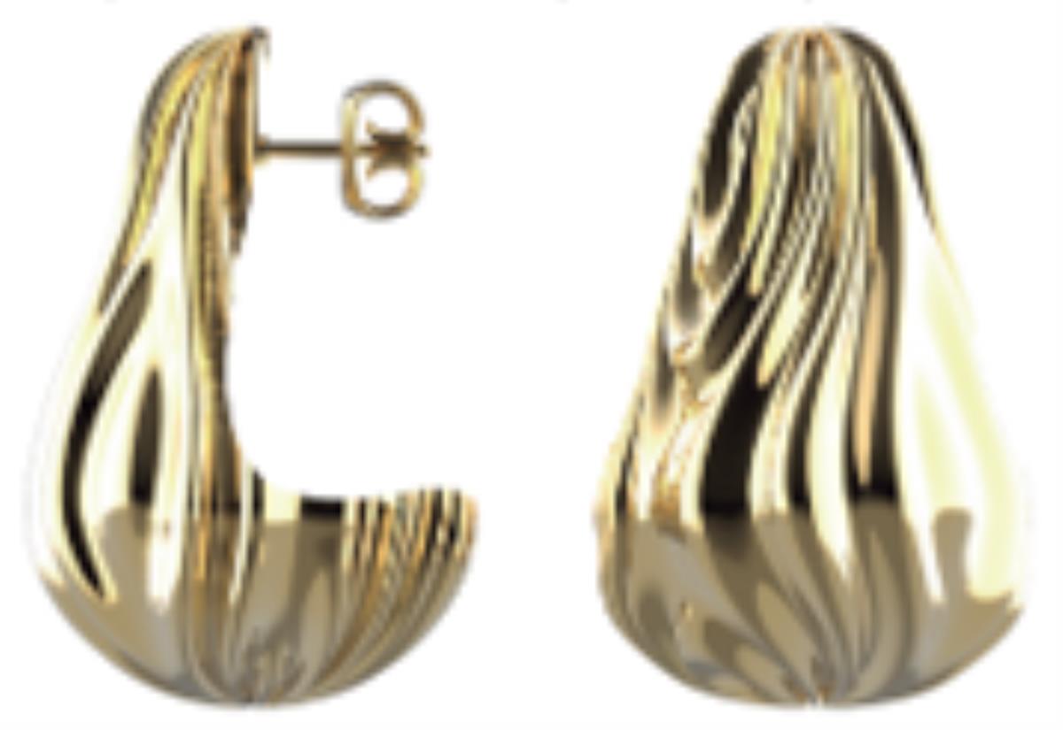 14K Yellow Gold High Polish and Texture Teardrop Stud Earrings