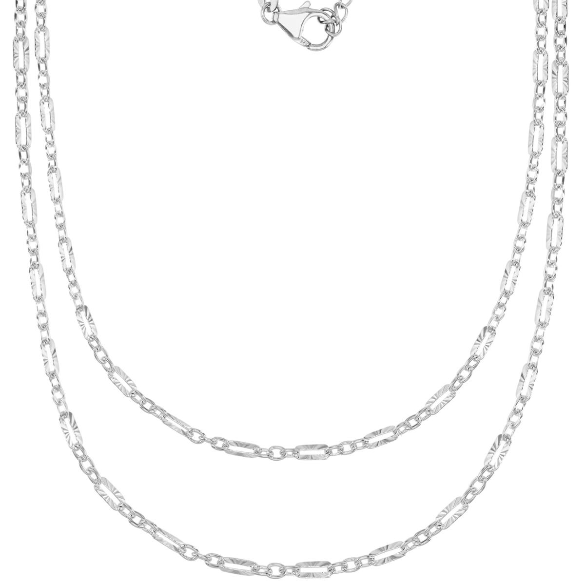 Sterling Silver Anti-Tarnish 2.50MM Polished 060 Paper Clip Station 18 & 20" Chain Set