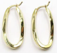14K Yellow Gold High Polish Oval Shape Bypass  32x16MM Hoop Earrings