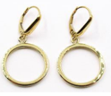 14K Yellow Gold High Polish Round Cut Out 37X19MM Dangling Leverback Earrings