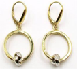 14K Two-Tone Gold High Polish Oval Cut Out Dangle Earrings With Leverback, 40X19MM