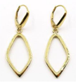 14K Yellow Gold High Polish Diamond Shape Cut Out 45x15MM Dangling Leverback Earrings