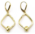 14K Yellow Gold High Polish Diamond Shape Cut Out 45x25MM Dangling Leverback Earrings