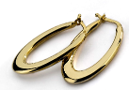 14K Yellow Gold High Polish Elongated Hoop Earrings, 27X12MM