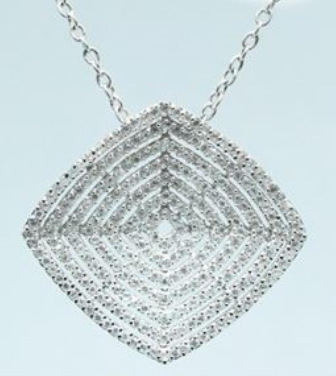 Sterling Silver Rhodium Pave Spiderweb with Hidden Bail 18+2" Necklace