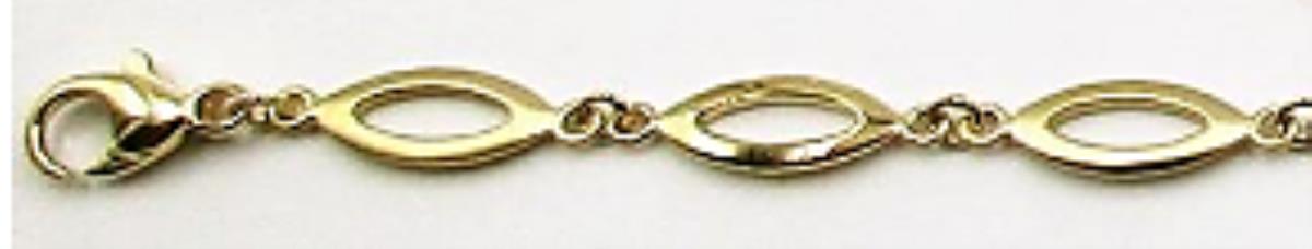 14K Yellow Gold Alternating High Polish and Satin Oval Shape Link Bracelet, 7.5"