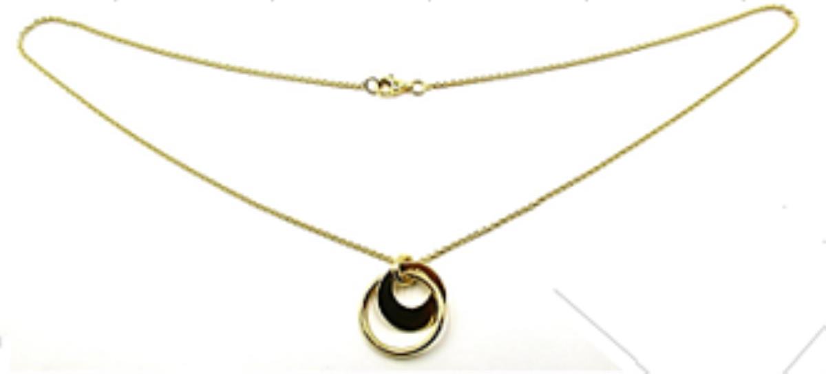 14K Yellow Gold High Polish Linked Circles On Rope Chain 18" Necklace