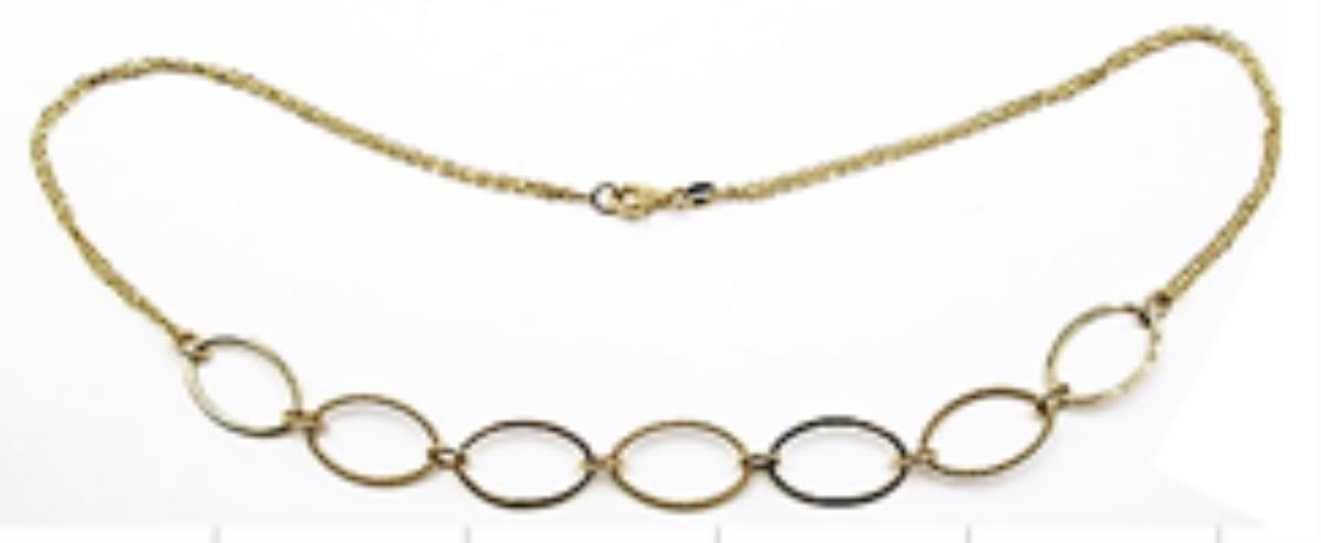 14K Yellow Gold Alternating High Polish and Torchon Round Links With Double Strand 18" Rope Chain Necklace
