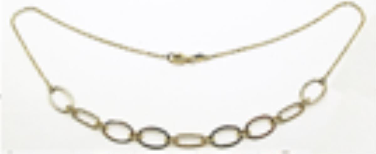 14K Yellow Gold Alternating High Polish and Torchon Mixed Geometric Links 18" Necklace